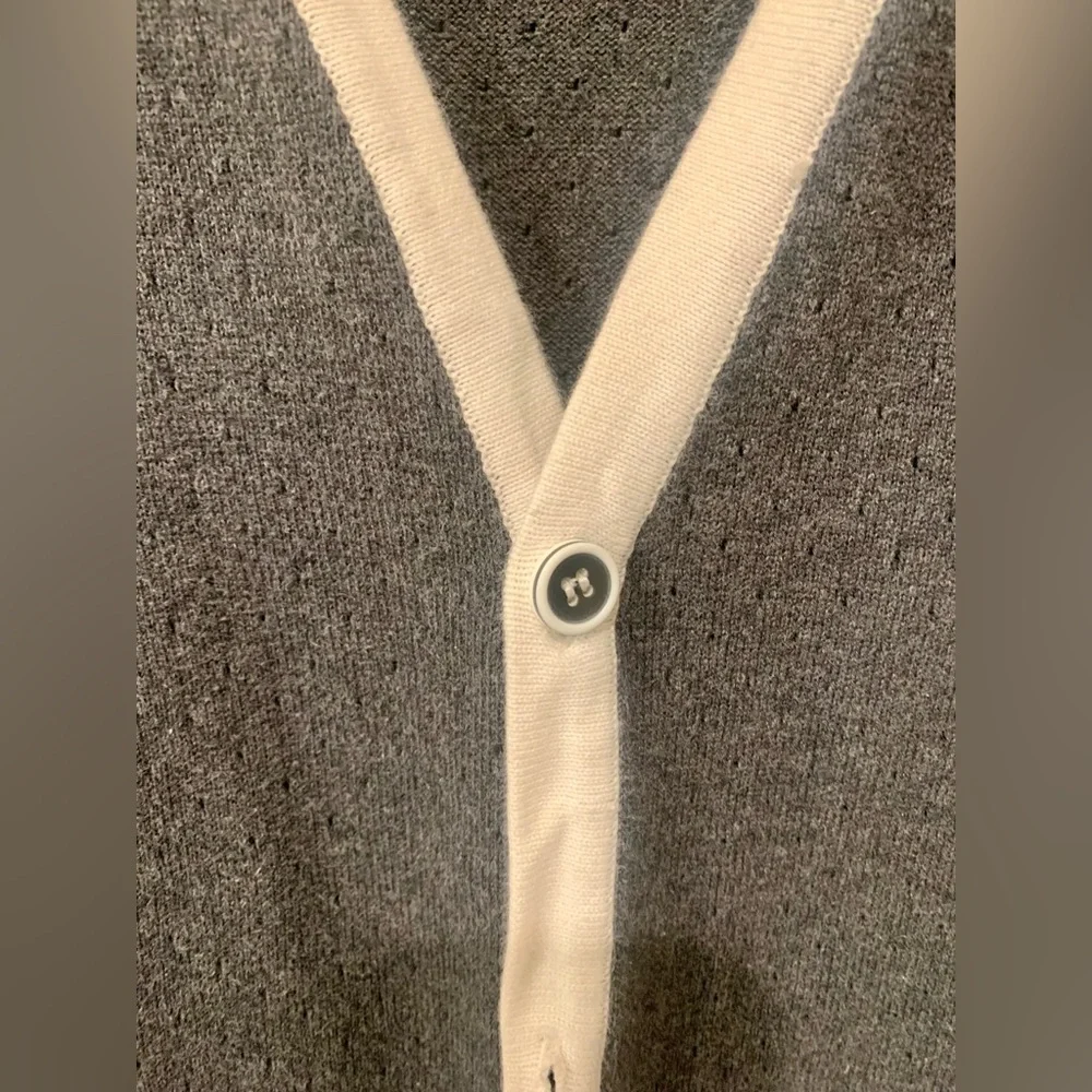 H&M Gray & Cream Boyfriend / Collegiate Style Cardigan - Picture 3 of 5